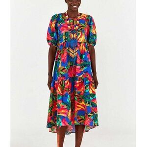 🩷 Farm Rio Bananamix Puff Midi Dress in Medium🩷